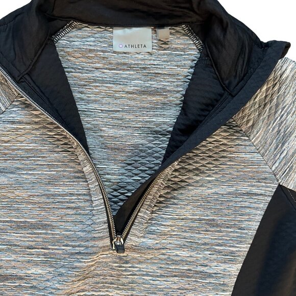Athleta Pullover Quarter Zip Top gray and black XST - Picture 2 of 7